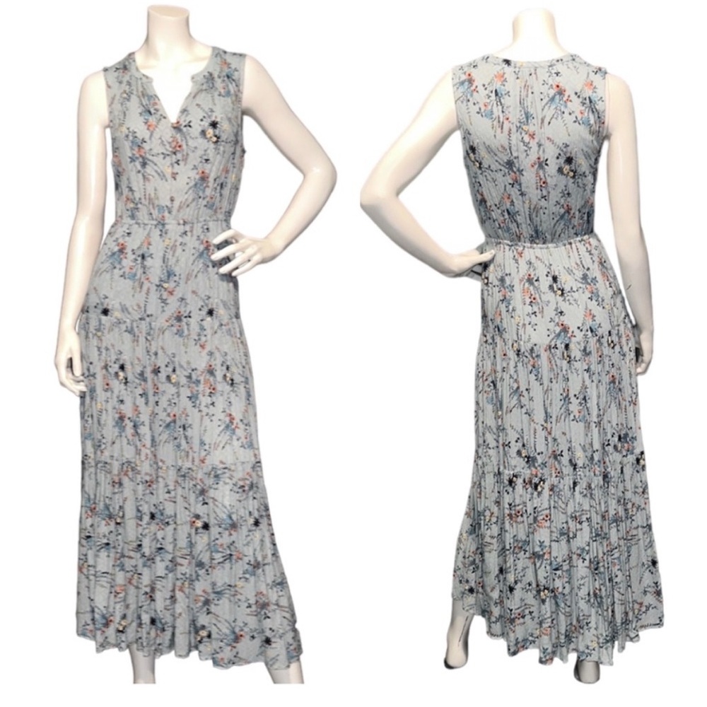 DR2 | Light Blue Floral Sleeveless Maxi Dress | Size XS